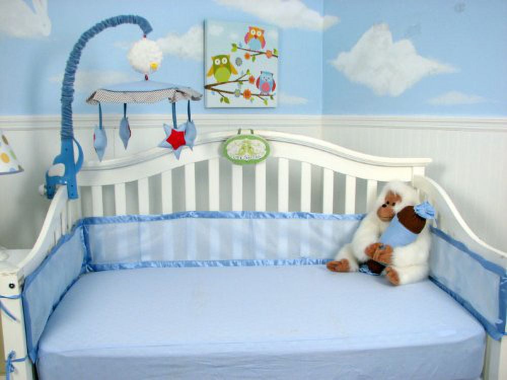 SoHo Baby Crib Bumper, Deluxe Mesh Liner, Soft Blue