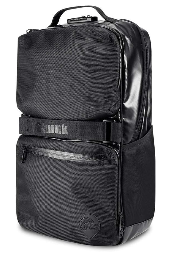 SoHo Backpack - Smell Proof - Weather Resistant - With Combination Lock (Black/Black Leather)