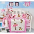 thumbnail image 1 of SoHo Crib Bedding Set, Pink Monkey Party, 9 Pieces, 1 of 7