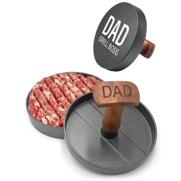 SoHo Grilling Gift for Dad, Non-Stick Aluminum Hamburger Press Patty Maker Burger Mold “Dad Grill Boss” for Christmas/ Birthday (Gift Boxed)