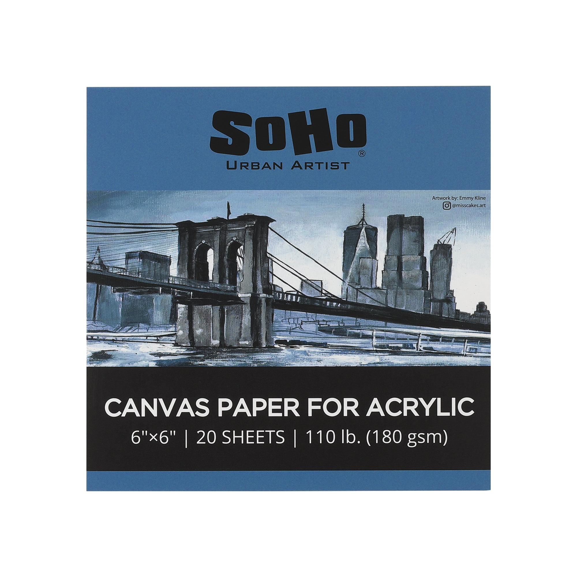 SoHo Urban Artist Acrylic Canvas Pads - Textured Canvas Paper Pad for Painting, Drawing, Pastels, Travel, & More! - [24-Pack - 6x6"]