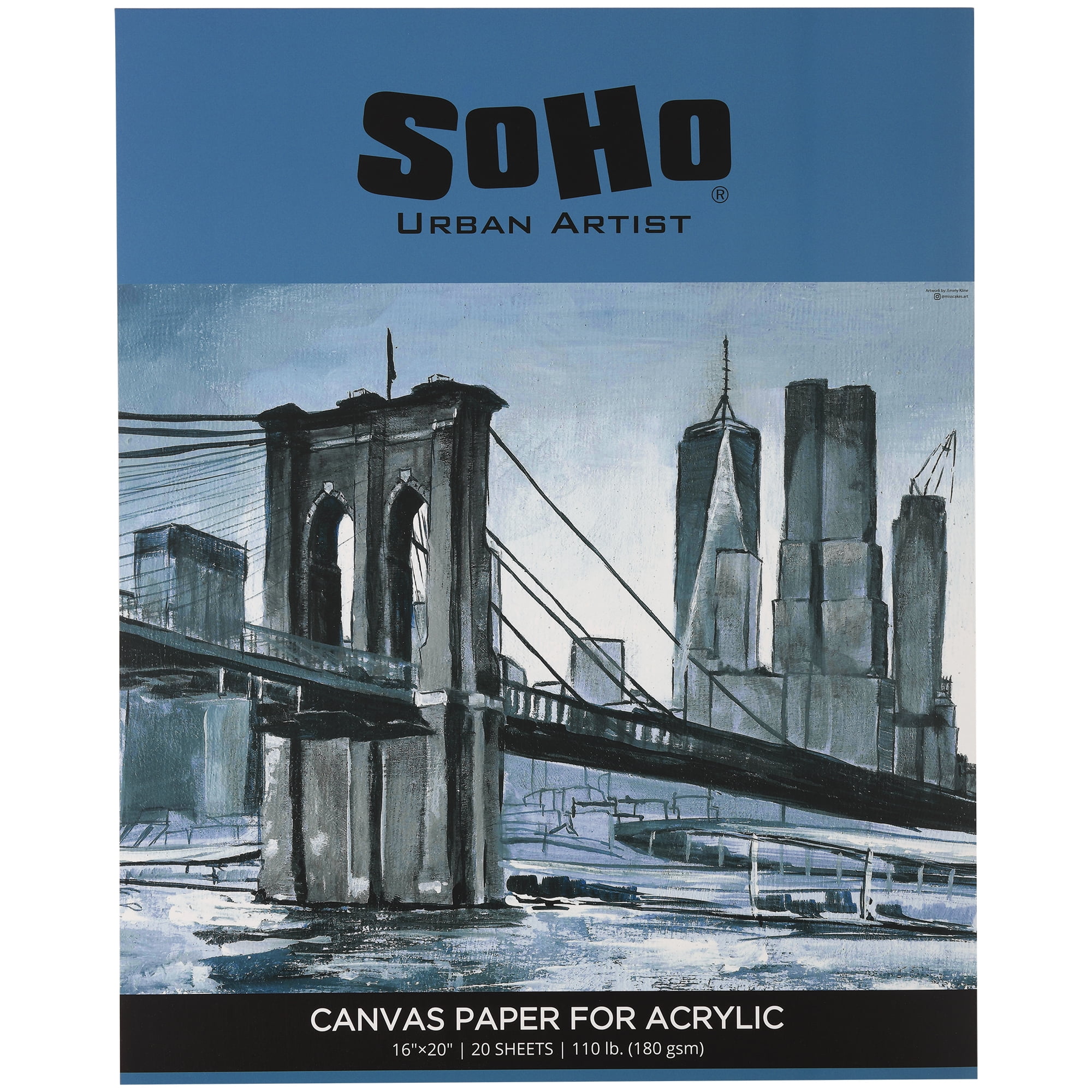 SoHo Urban Artist Acrylic Canvas Pads - Textured Canvas Paper Pad for Painting, Drawing, Pastels, Travel, & More! - [Single - 16x20"]