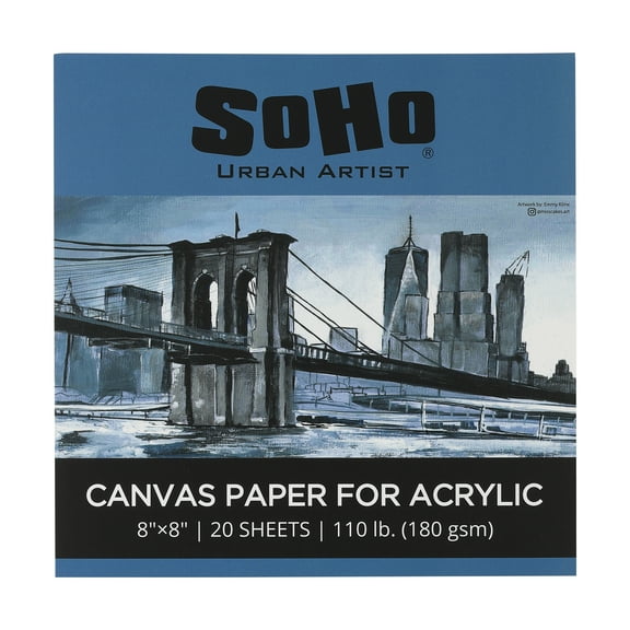 SoHo Urban Artist Acrylic Canvas Pads - Textured Canvas Paper Pad for Painting, Drawing, Pastels, Travel, & More! - [Single - 8x8"]