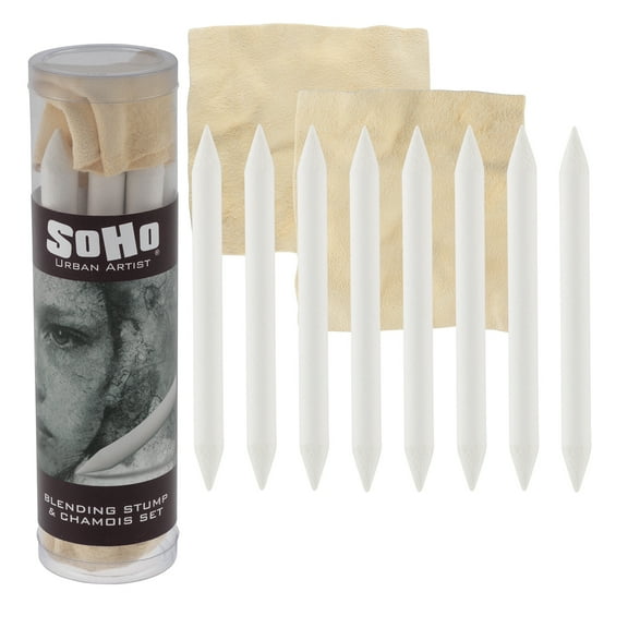 SoHo Urban Artist Blending Stumps & Chamois Tube 8-Piece Set for Sketching, Shading & Blending