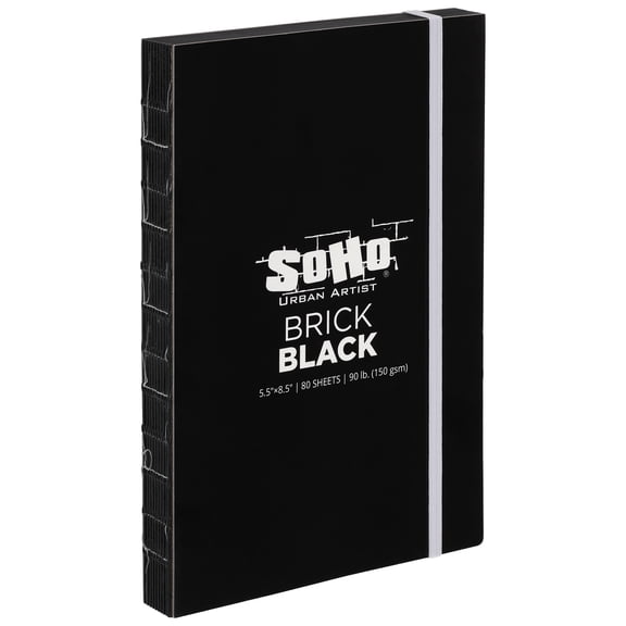 SoHo Urban Artist Brick Sketchbook Journals for Sketching, Drawing, Colored Pencils, Graphite, and more - Black 5.5"x8.5" (150 GSM, 80 Sheets) - 2 Pack