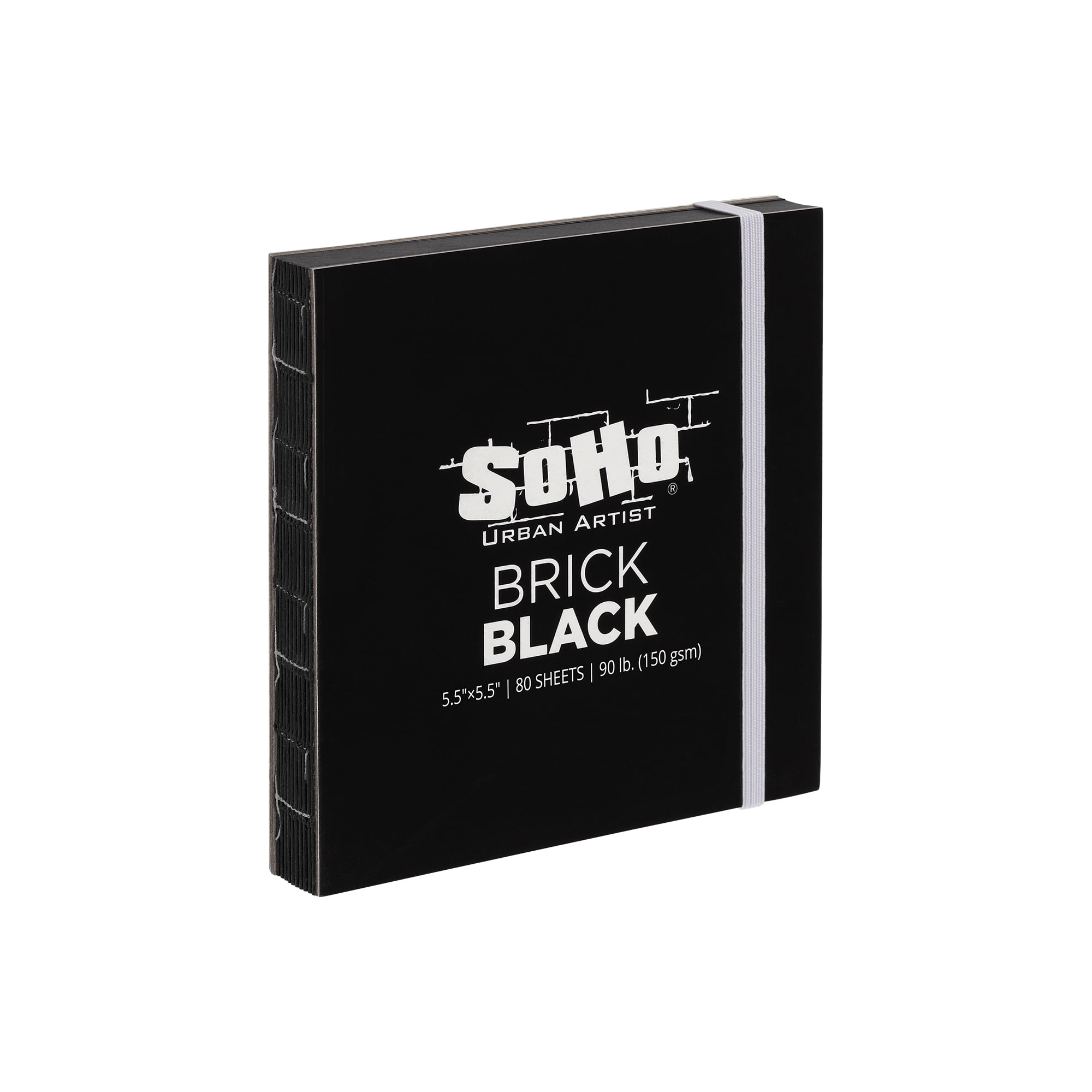 SoHo Urban Artist Brick Sketchbook Journals for Sketching, Drawing, Colored Pencils, Graphite, and more - Black Set of 2 - 5.5"x5.5" & 5.5"x8.5" (150 GSM, 80 Sheets)