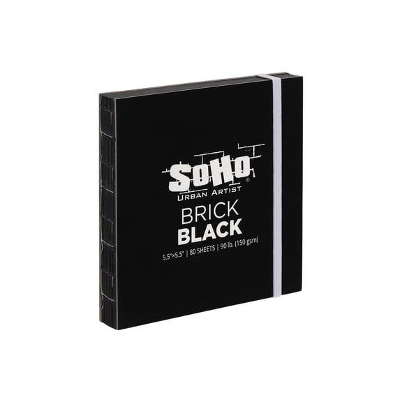 SoHo Urban Artist Brick Sketchbook Journals for Sketching, Drawing, Colored Pencils, Graphite, and more - Black Set of 2 - 5.5"x5.5" & 5.5"x8.5" (150 GSM, 80 Sheets)