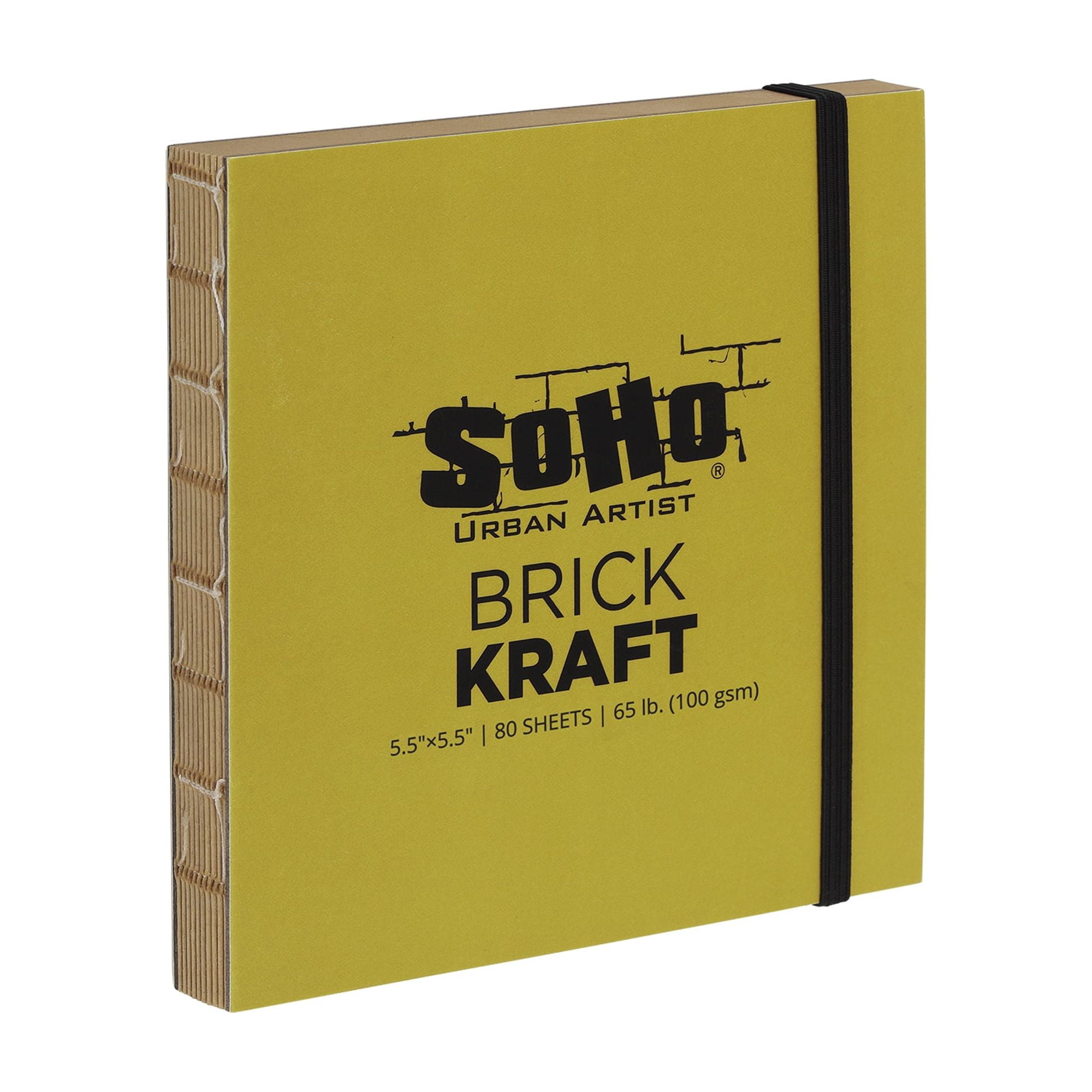 SoHo Urban Artist Brick Sketchbook Journals for Sketching, Drawing, Colored Pencils, Graphite, and more - Kraft Set of 2 - 5.5"x5.5" & 5.5"x8.5" (100 GSM, 80 Sheets)