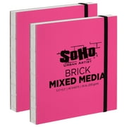 SoHo Urban Artist Brick Sketchbook Journals for Sketching, Drawing, Colored Pencils, Graphite, and more - Mixed Media 5.5"x5.5" (200 GSM, 40 Sheets) - 2 Pack