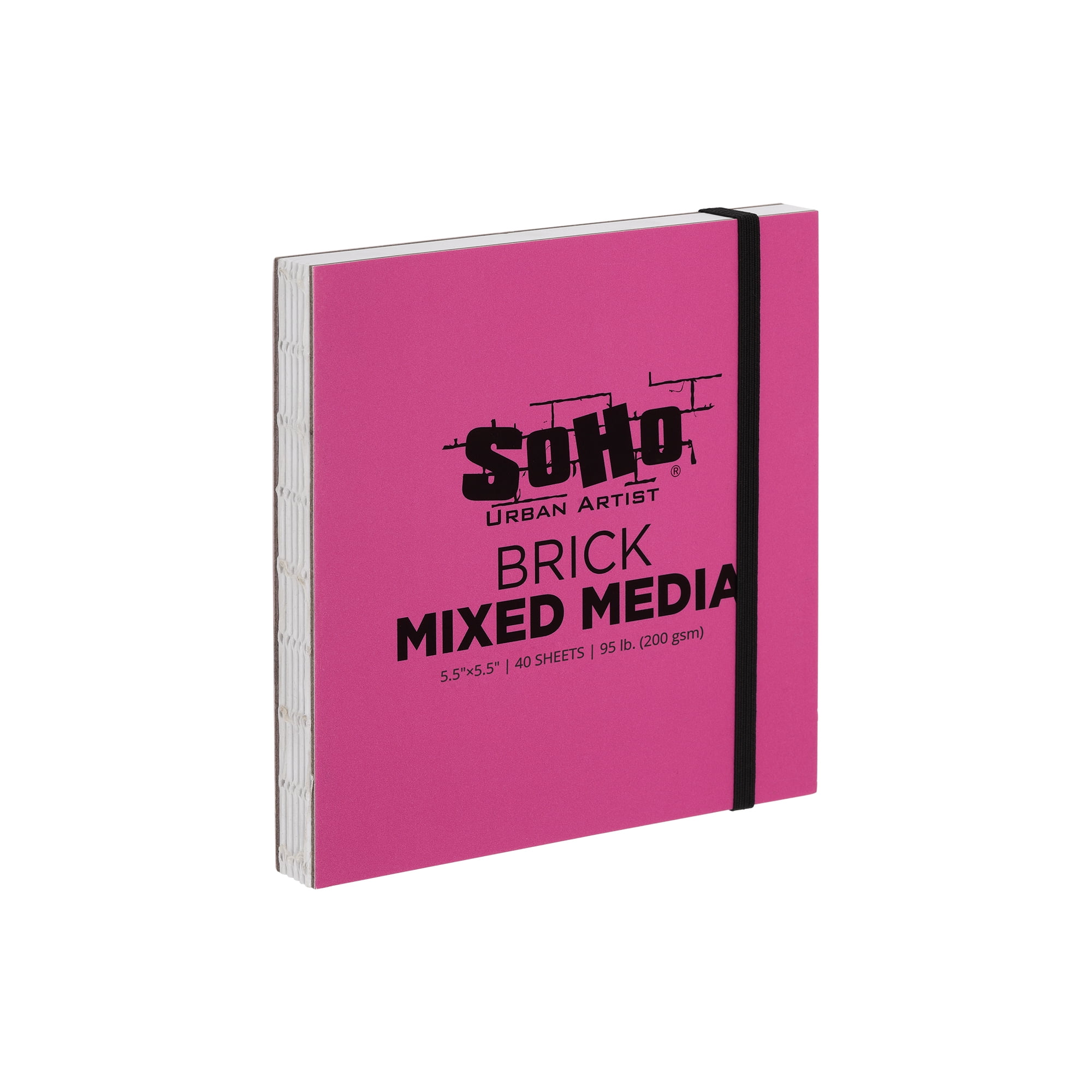 SoHo Urban Artist Brick Sketchbook Journals for Sketching, Drawing, Colored Pencils, Graphite, and more - Mixed Media Set of 2 - 5.5"x5.5" & 5.5"x8.5" (200 GSM, 40 Sheets)