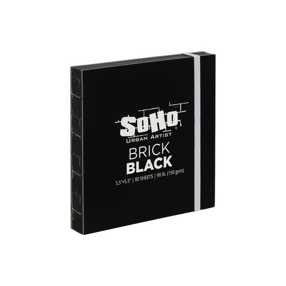 SoHo Urban Artist Brick Sketchbook Journals for Sketching, Drawing, Colored Pencils, Graphite, and more - Black 5.5"x5.5" (150 GSM, 80 Sheets)