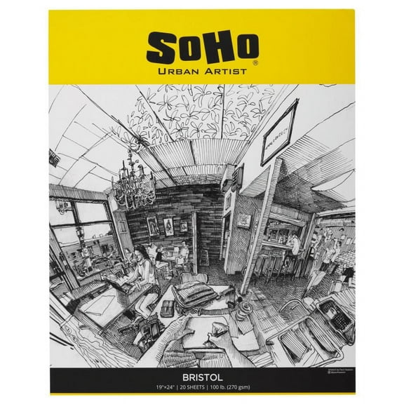 SoHo Urban Artist Bristol Paper Pads - Smooth Bristol Paper Pads for Sketching, Charcoal, Colored Pencils, Inks, & More! - 19x24"