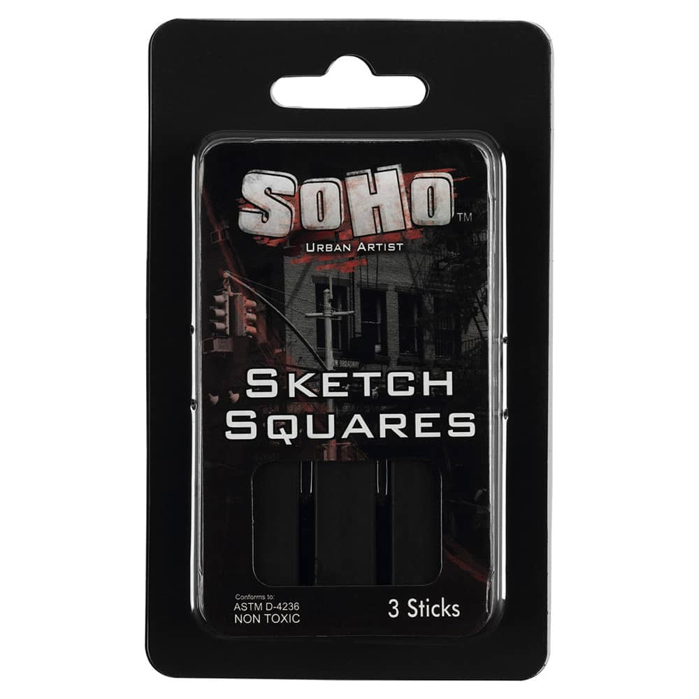 SoHo Urban Artist Charcoal Sketch Squares - Drawing Charcoal for Artists, Students, Blending, Live Figure Drawing, & More! - [Black - 108 Pack]
