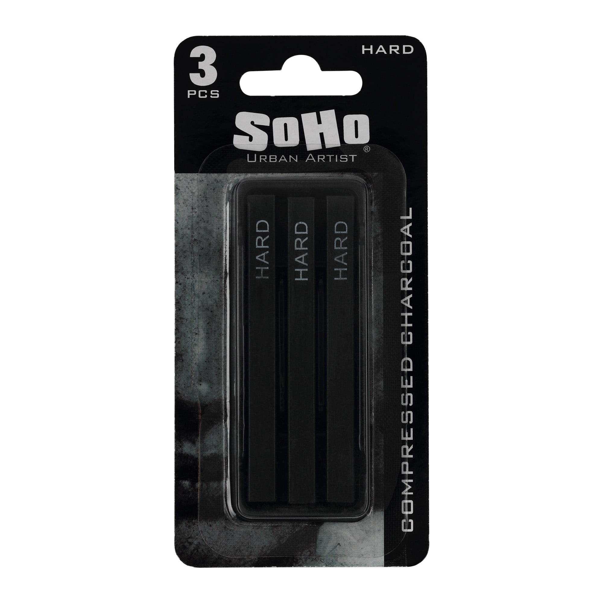 SoHo Urban Artist Compressed Charcoal Sticks, Pack of 3 - Hard, Black ...