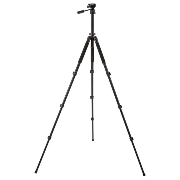 SoHo Urban Artist Deluxe Durable Aluminum Camera Tripod, 3-Way Tilting Head, Telescoping Legs, Quick Release Plate, Adjusts 24.5-58in, Bubble Level, Compass, and Nylon Carrying Case