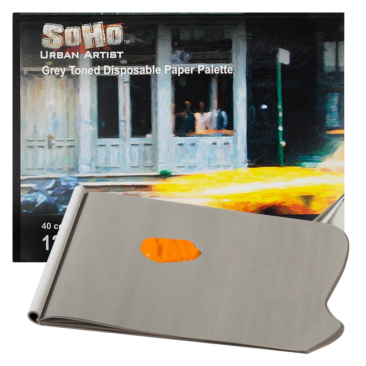 SoHo Urban Artist Disposable Paper Palettes - Grey-Toned 40-Sheet Paper Palette for Plein Air, Painting, Traveling, & More! - [Rectangle - 9x12"]