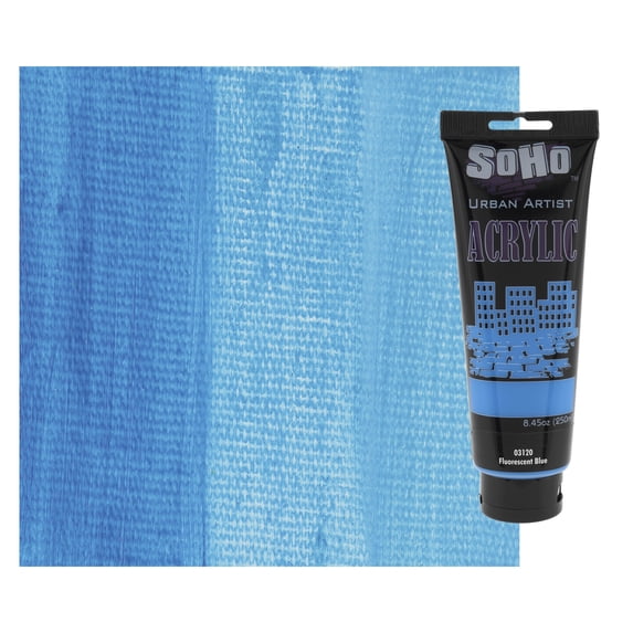 SoHo Urban Artist Heavy Body Acrylic Paint - 250 ml Tube - Fluorescent Blue - Thick, Rich Color, Excellent Coverage, Professional Quality - Artists Acrylic Paint