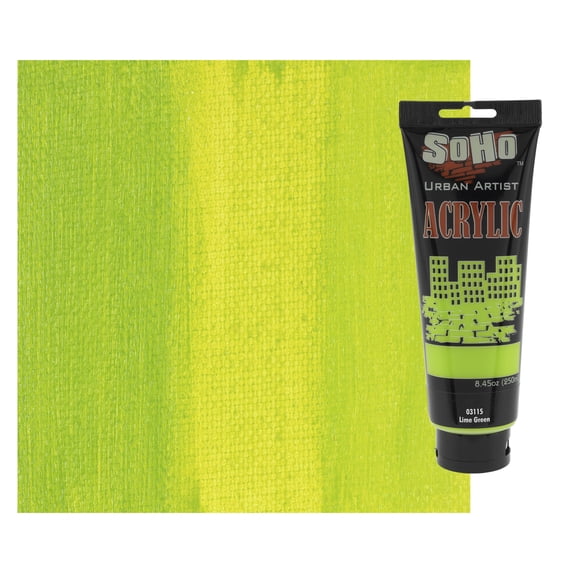 SoHo Urban Artist Heavy Body Acrylic Paint - 250 ml Tube - Lime Green - Thick, Rich Color, Excellent Coverage, Professional Quality - Artists Acrylic Paint