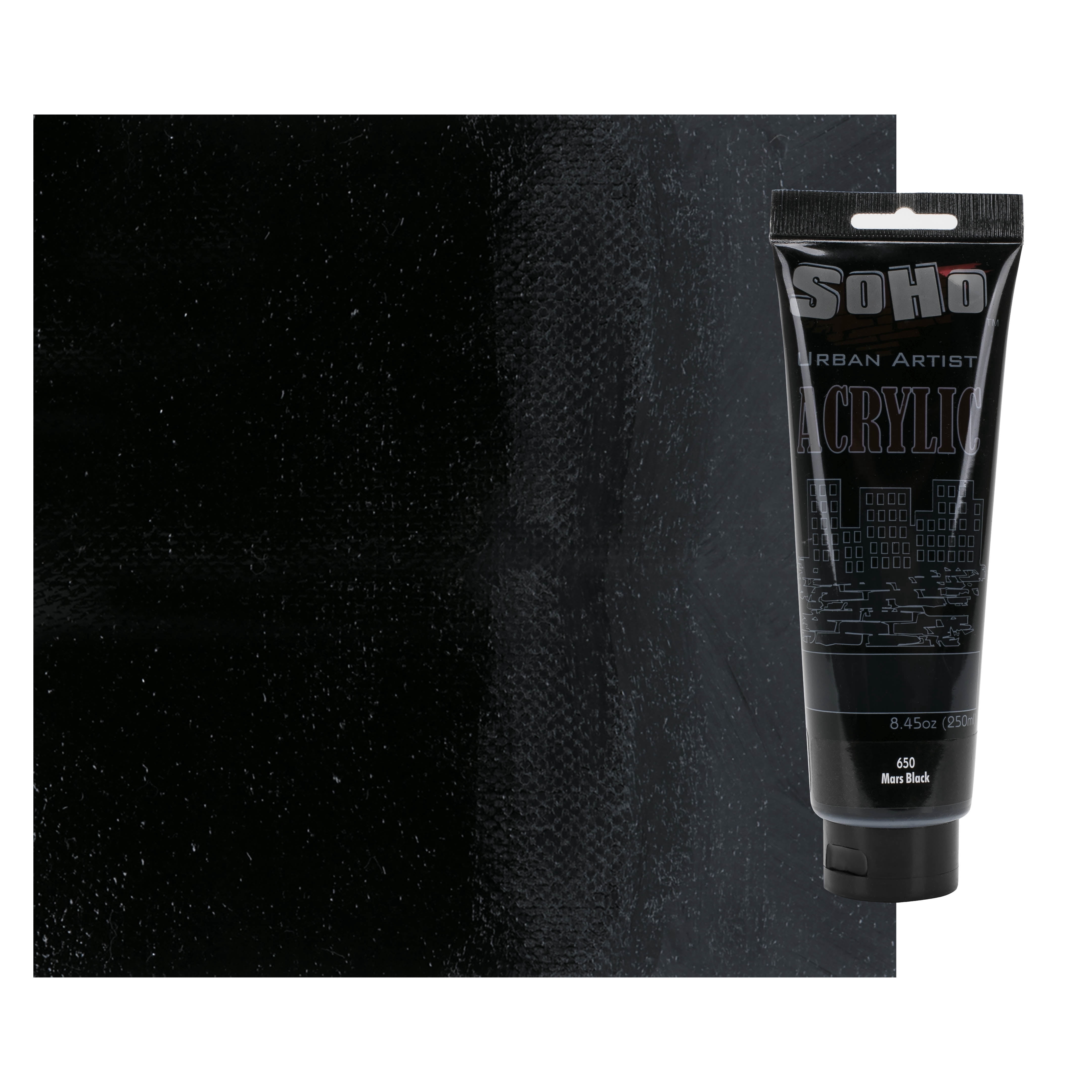 SoHo Urban Artist Heavy Body Acrylic Paint - 250 ml Tube - Mars Black - Thick, Rich Color, Excellent Coverage, Professional Quality - Artists Acrylic Paint
