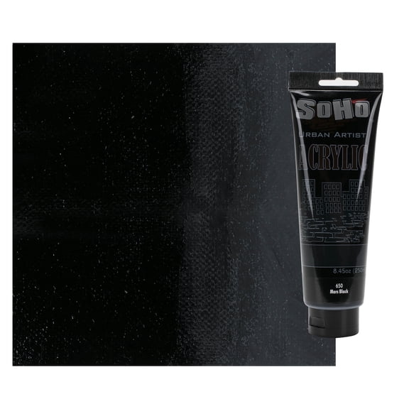SoHo Urban Artist Heavy Body Acrylic Paint - 250 ml Tube - Mars Black - Thick, Rich Color, Excellent Coverage, Professional Quality - Artists Acrylic Paint