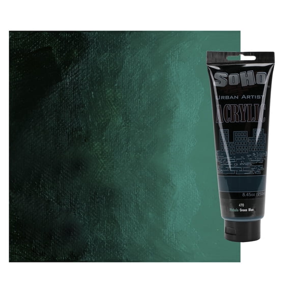 SoHo Urban Artist Heavy Body Acrylic Paint - 250 ml Tube - Phthalo Green (Blue Shade) - Thick, Rich Color, Excellent Coverage, Professional Quality - Artists Acrylic Paint