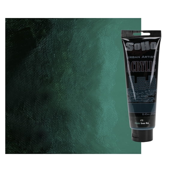 SoHo Urban Artist Heavy Body Acrylic Paint - 250 ml Tube - Phthalo Green (Blue Shade) - Thick, Rich Color, Excellent Coverage, Professional Quality - Artists Acrylic Paint