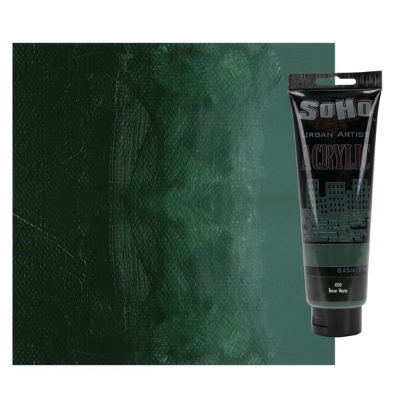 SoHo Urban Artist Heavy Body Acrylic Paint - 250 ml Tube - Terre Verte - Thick, Rich Color, Excellent Coverage, Professional Quality - Artists Acrylic Paint