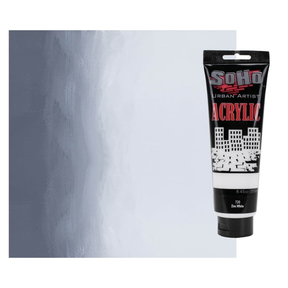 SoHo Urban Artist Heavy Body Acrylic Paint - 250 ml Tube - Zinc White - Thick, Rich Color, Excellent Coverage, Professional Quality - Artists Acrylic Paint