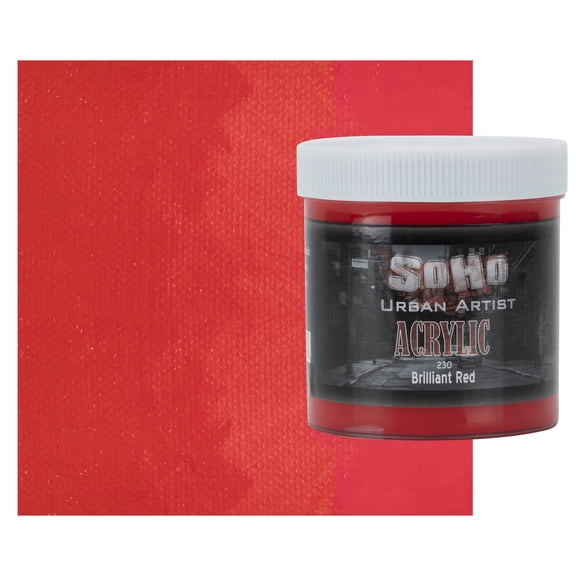 SoHo Urban Artist Heavy Body Acrylic Paint - 500 ml Jar - Brilliant Red - Thick, Rich Color, Excellent Coverage, Professional Quality - Artists Acrylic Paint
