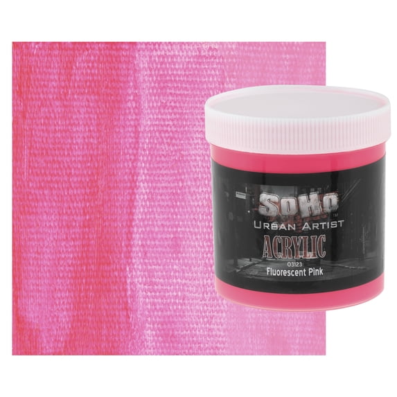SoHo Urban Artist Heavy Body Acrylic Paint - 500 ml Jar - Fluorescent Pink - Thick, Rich Color, Excellent Coverage, Professional Quality - Artists Acrylic Paint