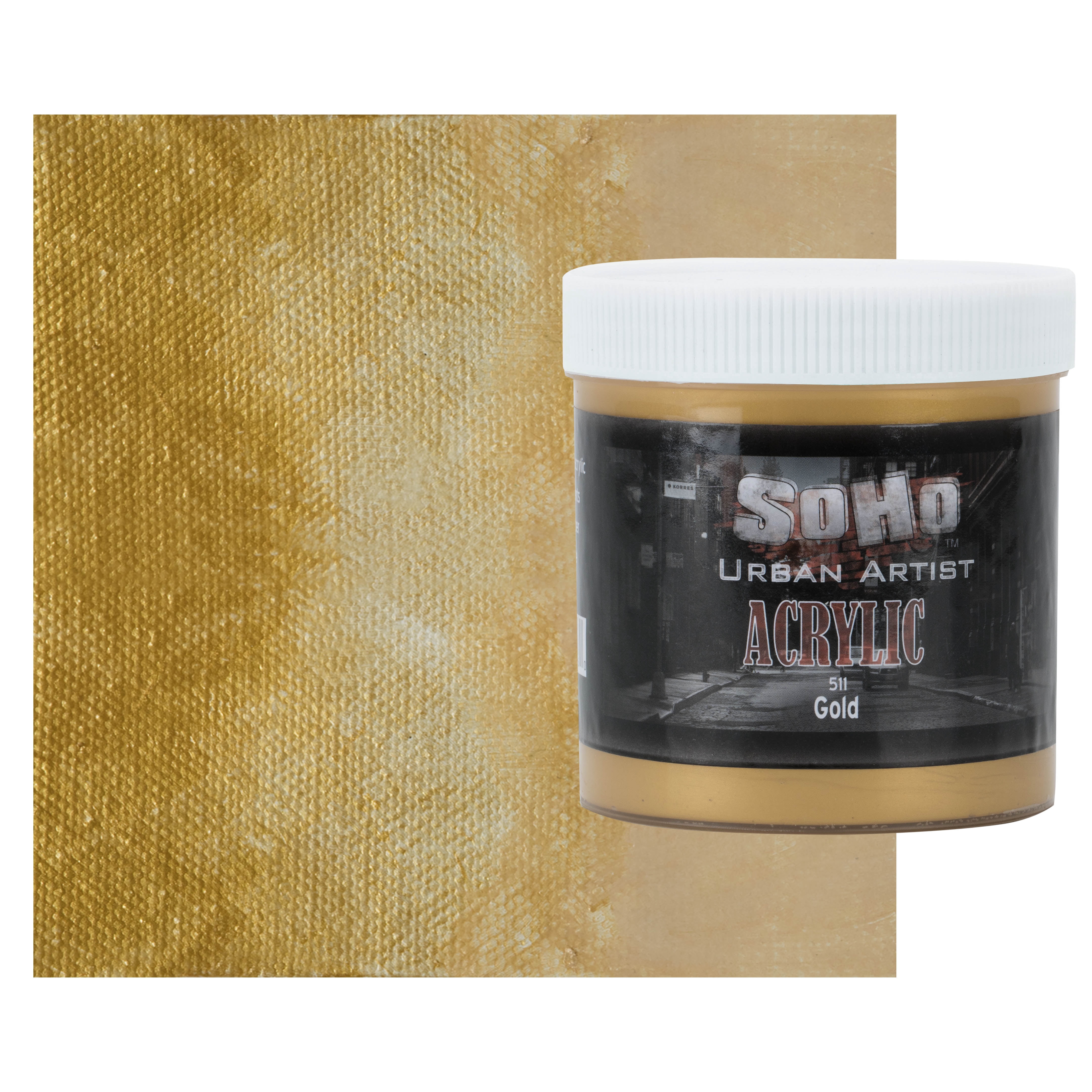 SoHo Urban Artist Heavy Body Acrylic Paint - 500 ml Jar - Gold - Thick, Rich Color, Excellent Coverage, Professional Quality - Artists Acrylic Paint