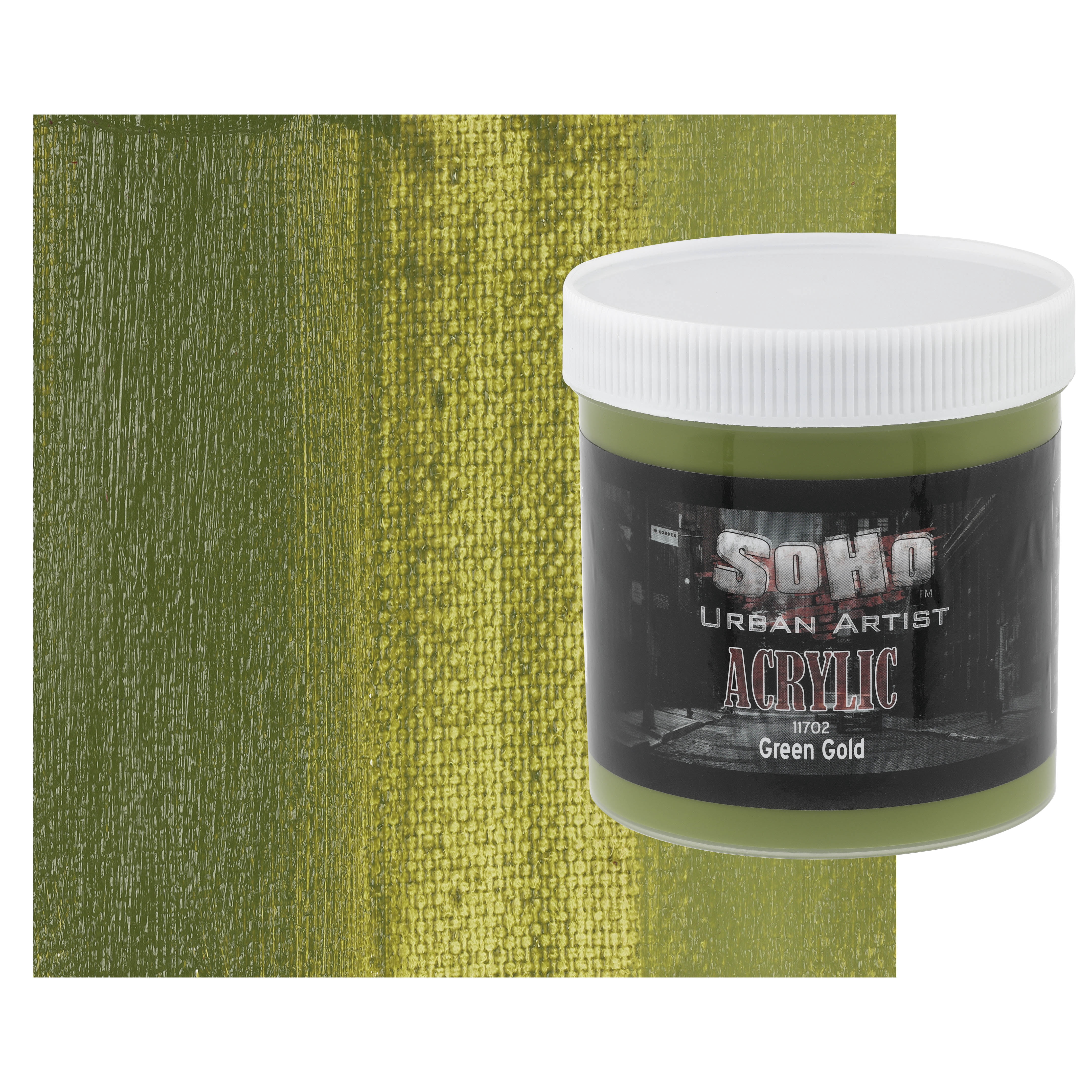 SoHo Urban Artist Heavy Body Acrylic Paint - 500 ml Jar - Green Gold - Thick, Rich Color, Excellent Coverage, Professional Quality - Artists Acrylic Paint