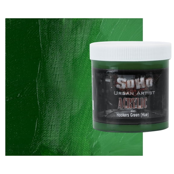 SoHo Urban Artist Heavy Body Acrylic Paint - 500 ml Jar - Hooker's Green Hue - Thick, Rich Color, Excellent Coverage, Professional Quality - Artists Acrylic Paint