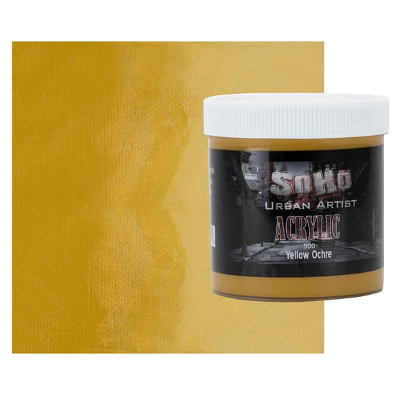 SoHo Urban Artist Heavy Body Acrylic Paint - 500 ml Jar - Yellow Ochre Golden - Thick, Rich Color, Excellent Coverage, Professional Quality - Artists Acrylic Paint