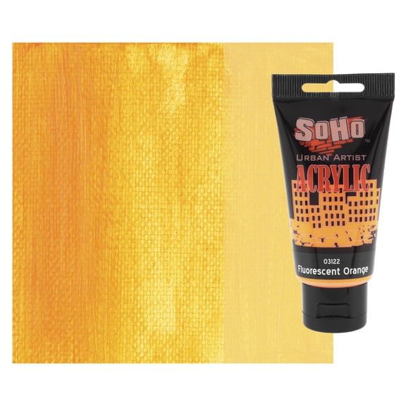 SoHo Urban Artist Heavy Body Acrylic Paint - 75 ml Tube - Fluorescent Orange - Thick, Rich Color, Excellent Coverage, Professional Quality - Artists Acrylic Paint