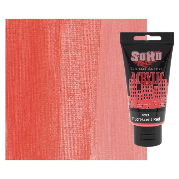 SoHo Urban Artist Heavy Body Acrylic Paint - 75 ml Tube - Fluorescent Red - Thick, Rich Color, Excellent Coverage, Professional Quality - Artists Acrylic Paint