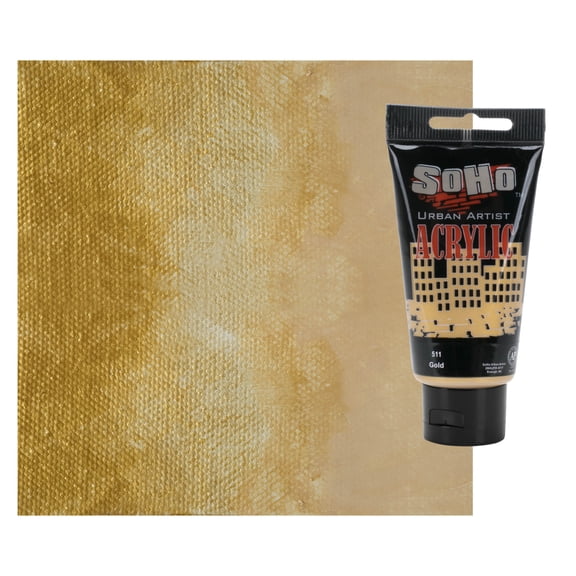 SoHo Urban Artist Heavy Body Acrylic Paint - 75 ml Tube - Gold - Thick, Rich Color, Excellent Coverage, Professional Quality - Artists Acrylic Paint