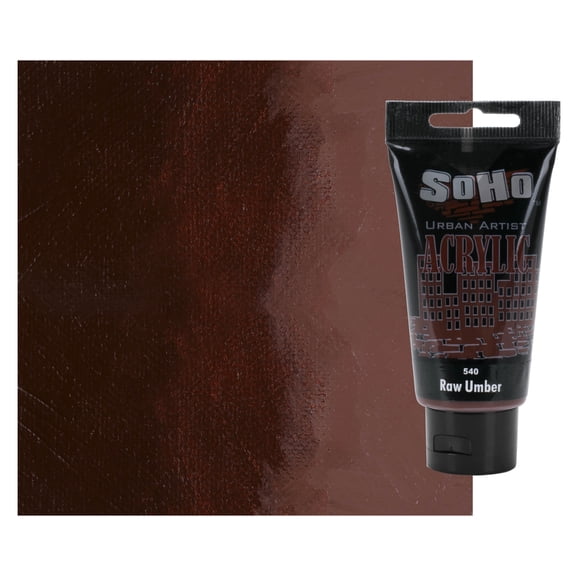 SoHo Urban Artist Heavy Body Acrylic Paint - 75 ml Tube - Raw Umber - Thick, Rich Color, Excellent Coverage, Professional Quality - Artists Acrylic Paint