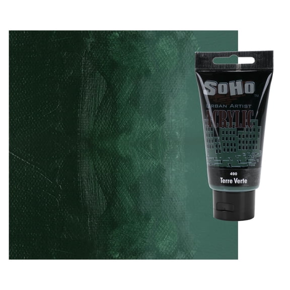 SoHo Urban Artist Heavy Body Acrylic Paint - 75 ml Tube - Terre Verte - Thick, Rich Color, Excellent Coverage, Professional Quality - Artists Acrylic Paint