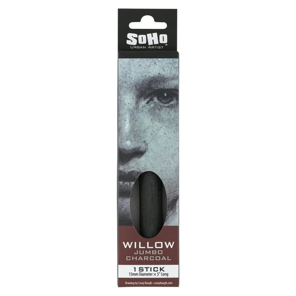 SoHo Urban Artist Jumbo Willow Charcoal, Black - 15mm - Drawing Charcoal for Artists, Students, Blending, Live Figure Drawing, & More
