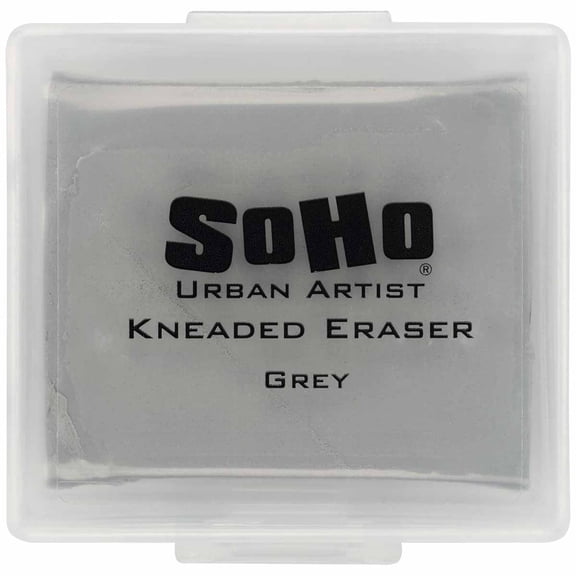 SoHo Urban Artist Kneaded Putty Eraser for Graphite Charcoal & Pastel, 5-Pack Medium Grey Eraser w/ Case, Soft Flexible Drawing Tool for Blending Highlighting & Detail Work, PVC & Latex Free