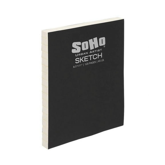 SoHo Urban Artist Open Bound Sketch Pads - Open Coptic Bound Sketch Pads for Drawing, CAlligraphy, Any Dry Media, & More! - [White - 8.5x11" - Single]