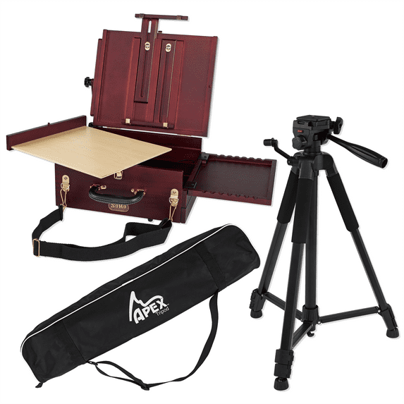 SoHo Urban Artist Pochade Box & Creative Mark Apex Camera Tripod – Portable Adjustable Paint Easel and Storage Organizer for Plein Air Artists & Photographers