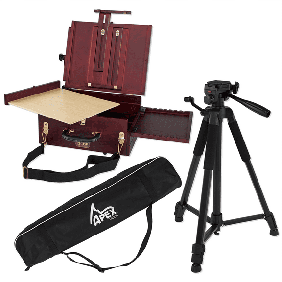 SoHo Urban Artist Pochade Box & Creative Mark Apex Camera Tripod Portable Adjustable Paint Easel and Storage Organizer for Plein Air Artists & Photographers