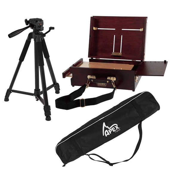 SoHo Urban Artist Scout Pochade Box with Apex Tripod - Adjustable Camera Stand and Compact Artist Easel for Outdoor Painting, Field Photography, and Travel Studio Setup