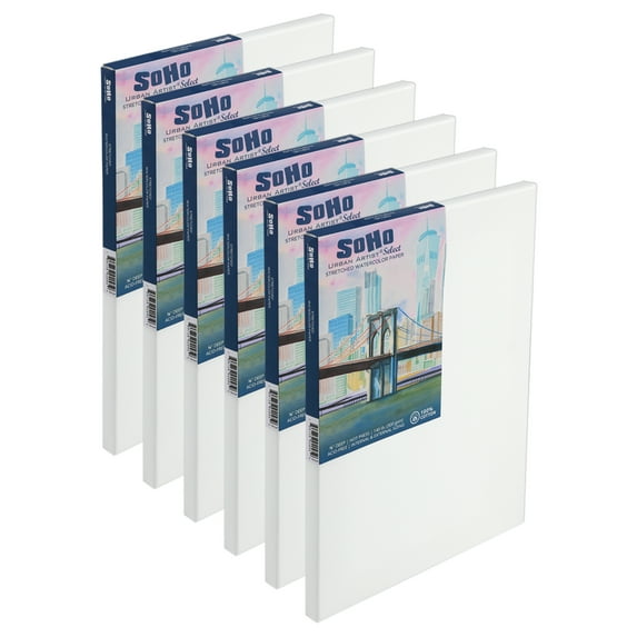 SoHo Urban Artist Select Stretched Cotton Watercolor Paper on 5/8" Frame - 11"x14" 140lb, 300gsm - 100% Acid-Free Cotton Paper for Mixed Media, Watercolor & More - Professional Artists, Students
