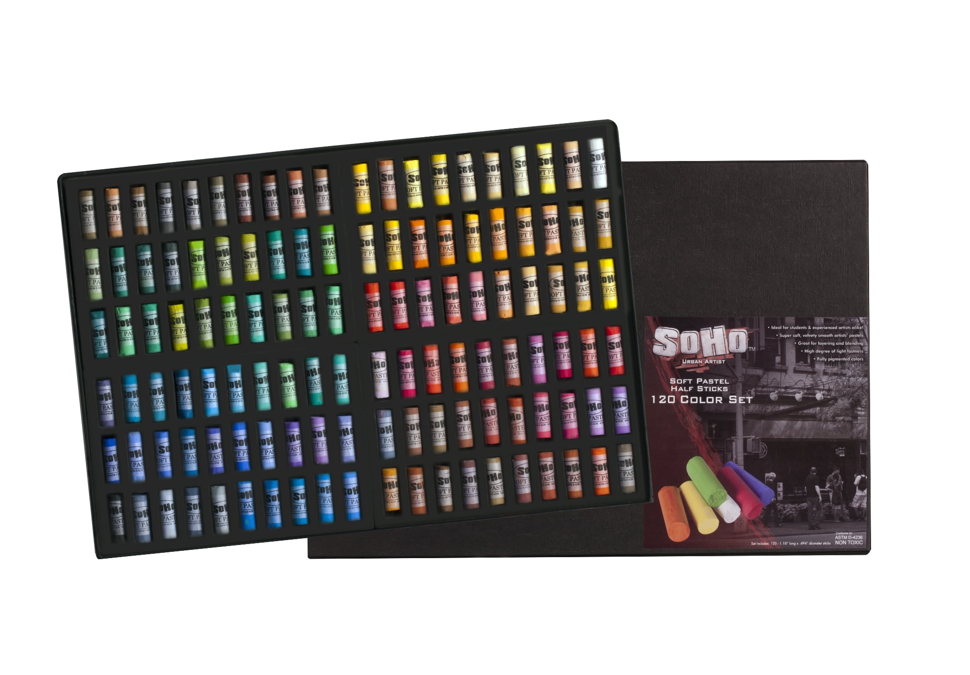 SoHo Urban Artist Soft Pastel Half Stick Sets - Super Soft, Super Pigmented Pastels  for Artists, Drawing, Sketching, Layering, Blending, & More! - [Assorted  Colors - Set of 48] 