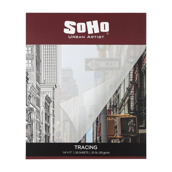 SoHo Urban Artist Vellum Tracing Paper Pad 14x17" - Translucent Vellum Paper for Drawing, Tracing, Different Media Types