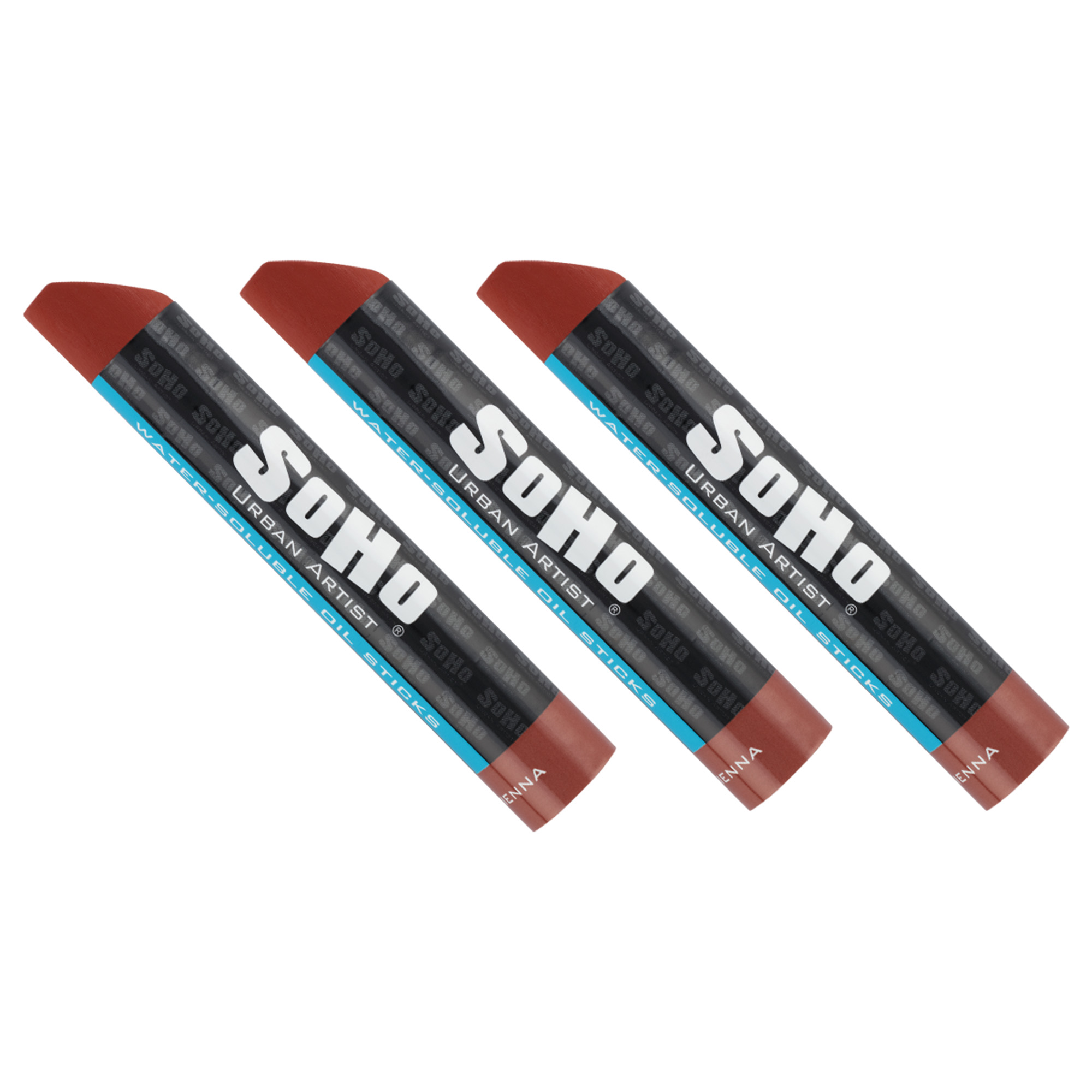 SoHo Urban Artist Water Soluble Oil Sticks for Artists – Burnt Sienna Oil Paint Stick - 37 ml - 3-Pack - No Brushes or Solvents Needed, Paint Any Primed Surface, Water Clean-Up, Non-Toxic, 4.8 x 0.78