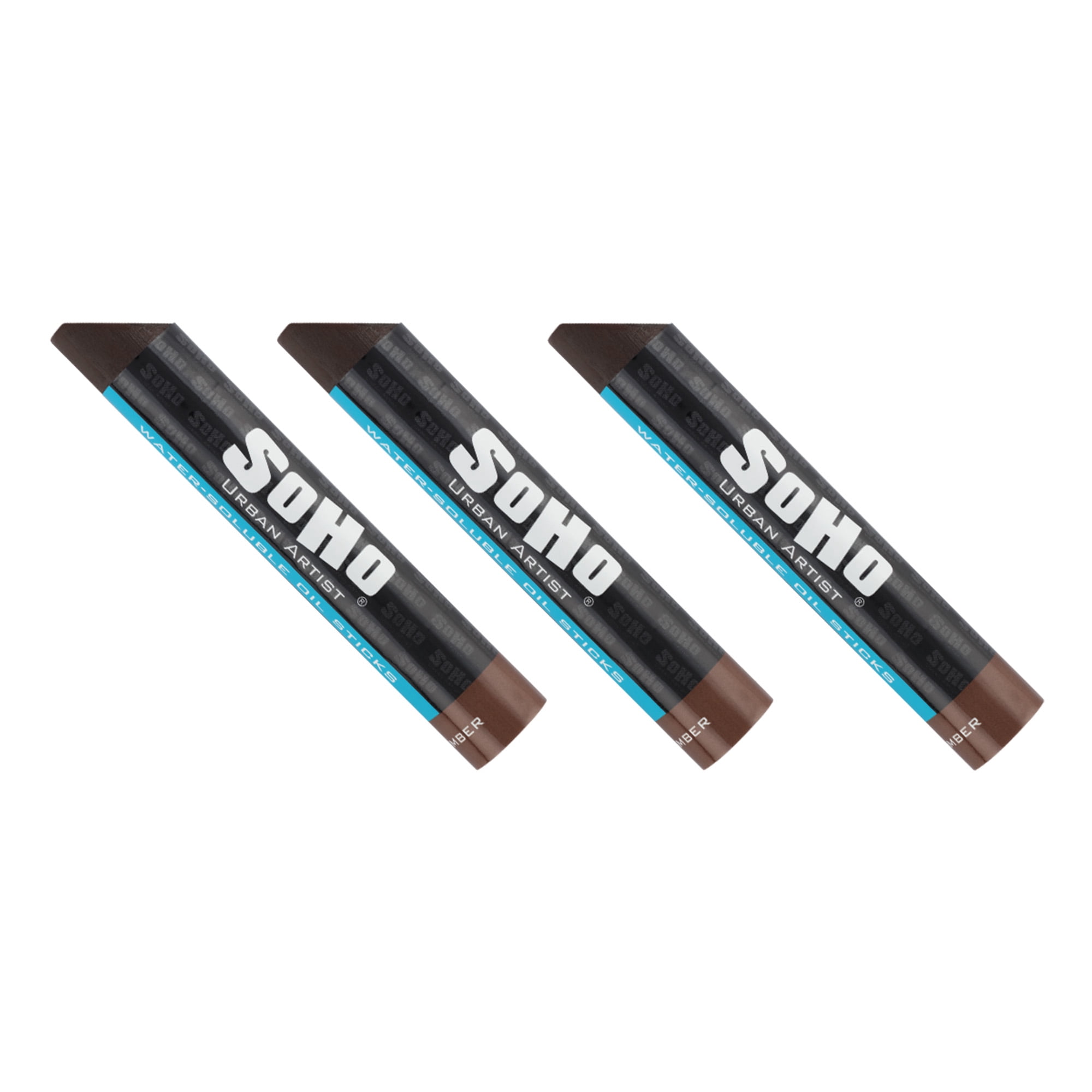 SoHo Urban Artist Water Soluble Oil Sticks for Artists – Burnt Umber Oil Paint Stick - 37 ml - 3-Pack - No Brushes or Solvents Needed, Paint Any Primed Surface, Water Clean-Up, Non-Toxic, 4.8 x 0.78